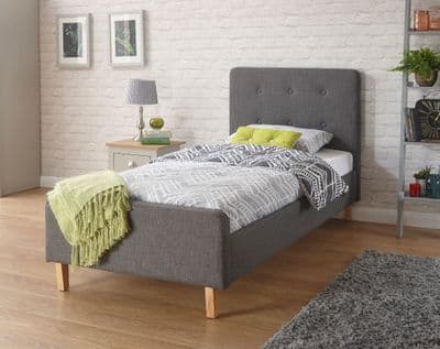 Ashbourne Grey Upholstered Fabric Single 3'0 Bedframe