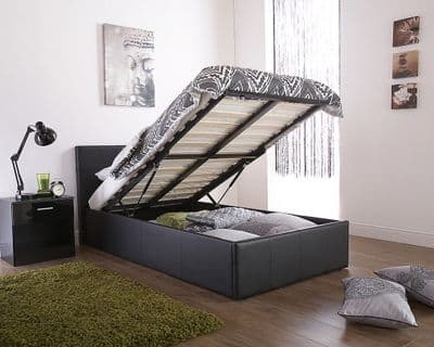 Camden Black Leather Ottoman Bedframe