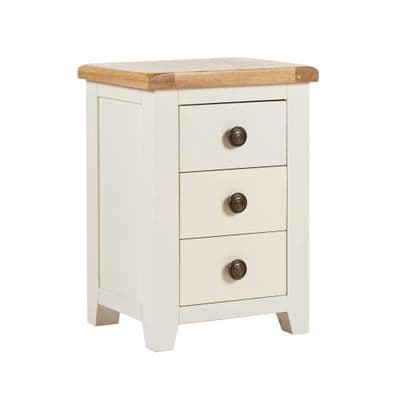 Crowther Maine Cream & Oak 3 Drawer Bedside Cabinet