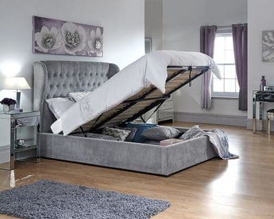 Dakota Platinum Fabric Double 4ft6 Ottoman Bedframe