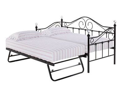 Florence Black Metal Single Day Bed With Underbed Trundle