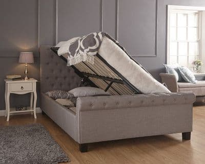 GFW Layla Silver Fabric Side Open Ottoman Double 4ft6 Bedframe