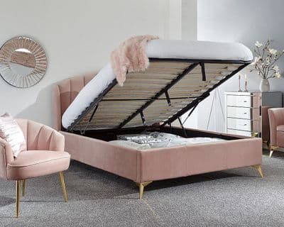 GFW Pettine Plush Pink Double 4ft6 Ottoman Bedframe