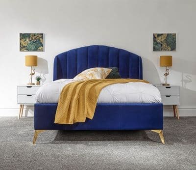 GFW Pettine Rich Blue Double 4ft6 Ottoman Bedframe