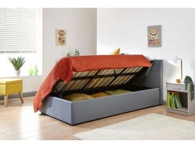 GFW Side Open Grey Leather Ottoman Single 3ft Bedframe