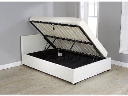 GFW Side Open White Leather Ottoman Single 3ft Bedframe