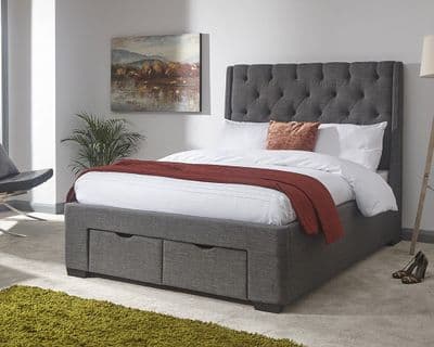 Koln Grey Upholstered 2 Drawer Double 4ft6 Bedframe