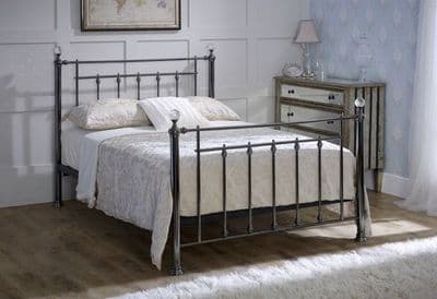 Limelight Libra Black Chrome Kingsize 5'0 Bedframe With Crystal Finials
