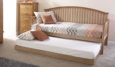 Madrid Natural Oak Wooden Day Bed With Underbed Trundle