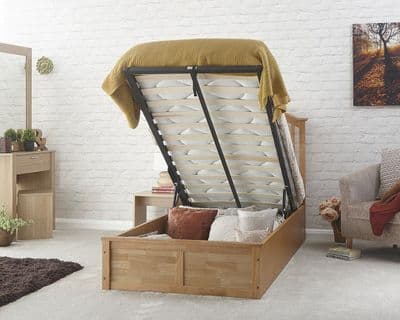 Madrid Oak Wooden Single 3'0 Ottoman Bedframe