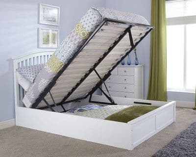 Madrid White Wooden Double 4ft6 Ottoman Bedframe