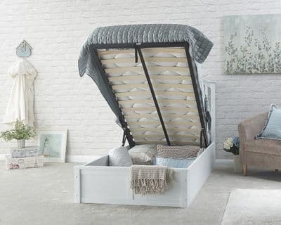Madrid White Wooden Single 3'0 Ottoman Bedframe