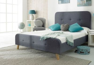 Nordic Grey Upholstered Fabric Double 4ft6 Bedframe