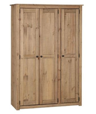 Panama Waxed Pine Triple Wardrobe