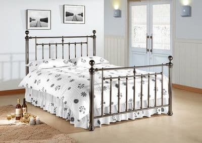 Time Living Alexander Double 4'6 Black Nickel Metal Bedframe
