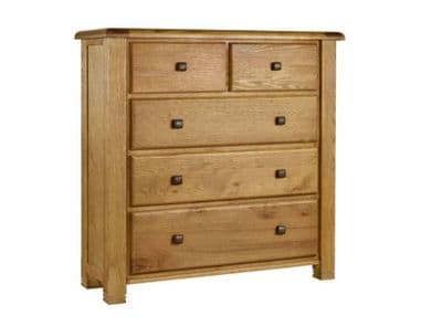 Vermont Solid Oak 3+2 Drawer Chest