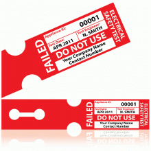 Personalised FAIL PAT Test Labels - TUFF TAG 250