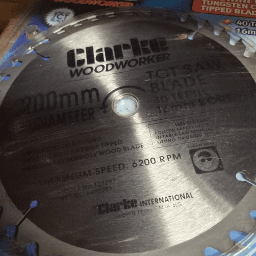 8 inch 40 tooth (200mm) Saw Blade for Clarke 16mm Bore Table Saw