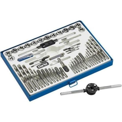 Clarke 52 Piece Tap & die set 14 Taper taps metric/UNF sizes as dies