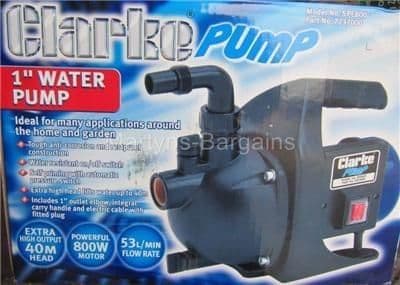 Clarke SPE800 Inch Self Priming Pump 800 Watt, 230V Electric motor