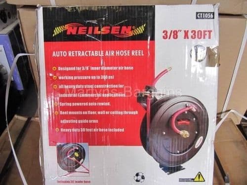 Open framed 30ft x 3/8 inch Auto-retractable Air Line. . Air Hose. Wall Mountable.