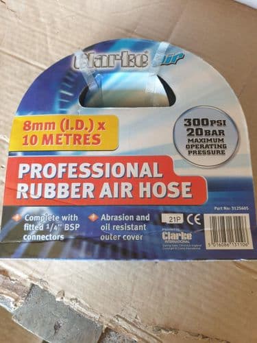Rubber Air Line Hose 10M Long x 8mm