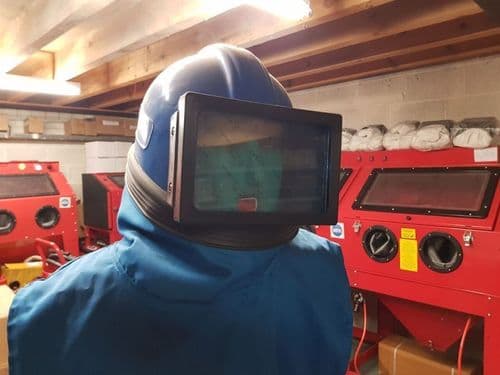 Sand blast helmet Glass screen 150mm x 110mm. Grit Blasting Visor Glass