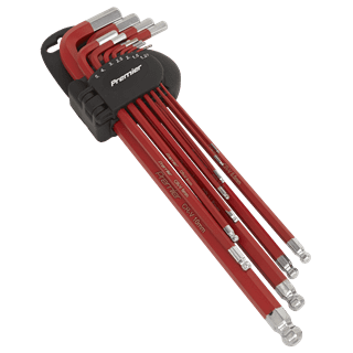 Sealey Ball-End Hex Key Set 11pc Anti-Slip Extra-Long Metric AK7164