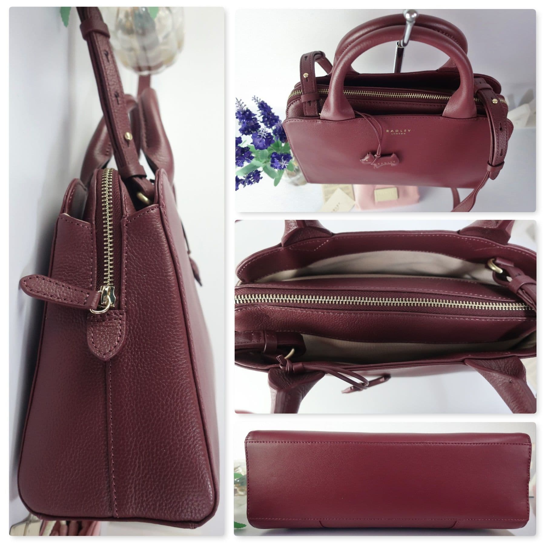 Radley Millbank Multiway Crossbody Shoulder Satchel Grab Bag Medium Burgundy Leather New