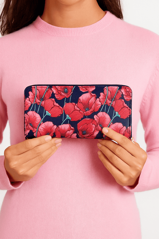 BA5537 LARGE POPPY PURSE NAVY