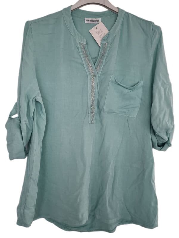 DKL2058 SPARKLE NECK SHIRT 4 COLOURS
