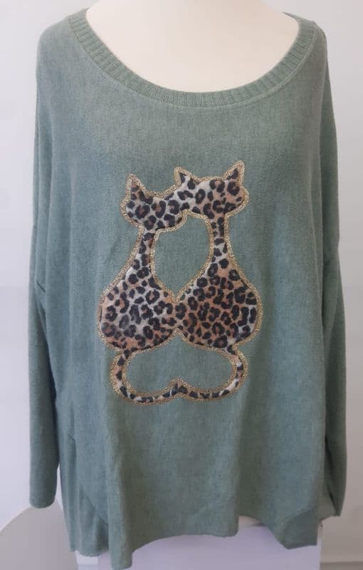 DKL2093 SOFT KNIT CAT TOP KHAKI