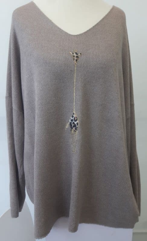 DKL2094 SOFT KNIT GIRAFFE TOP LT BROWN