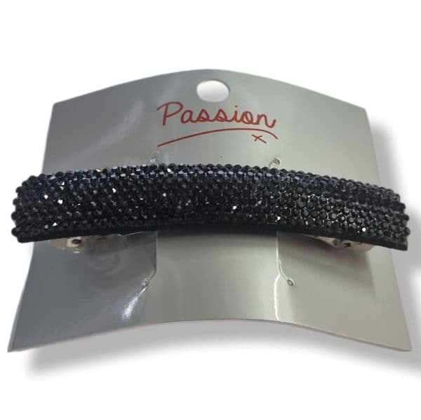 HB2999 GLITTER HAIR CLIP BLACK 10PK