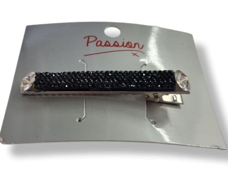 HB3001 DIAMANTE HAIR CLIP BLACK 10PK