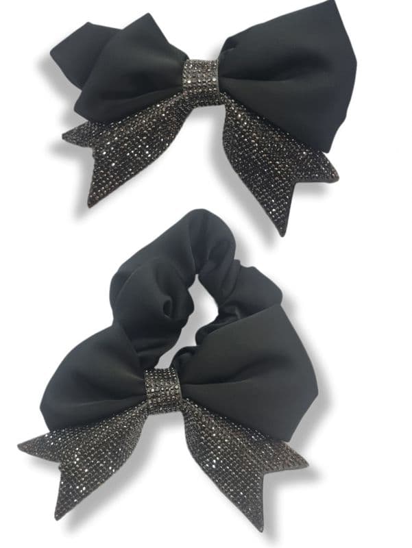 HB3009 BOW HAIR SCRUNCHY BLACK 12 PK £2.25 EACH