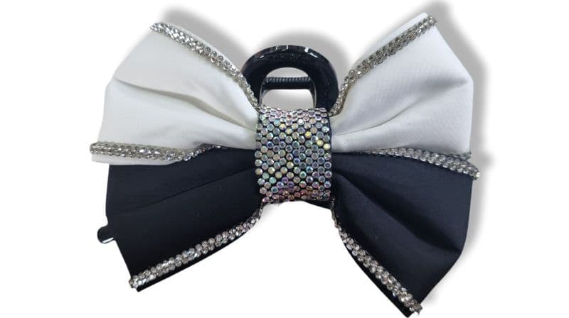 HB3012 LARGE BOW HAIR GRIP WHITE 6PK