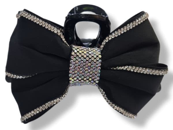 HB3013 LARGE BOW HAIR GRIP BLACK 12 PK £2.75 EACH