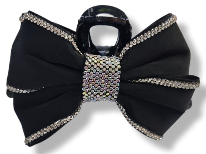 HB3013 LARGE BOW HAIR GRIP BLACK 6PK