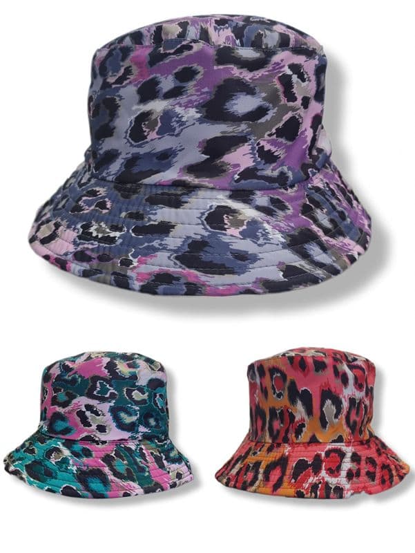 HH2425 ANIMAL PRINT BUCKET HAT 3 ASST @ £1.95