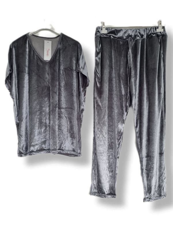 JE161021007 VELOUR LOUNGE SET GREY