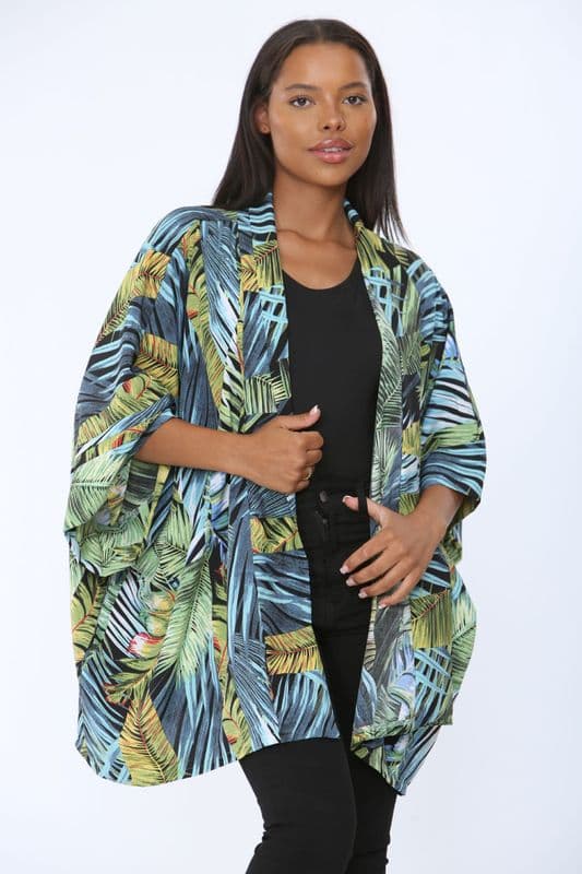 KA04022201 COTTON KIMONO JUNGLE PRINT