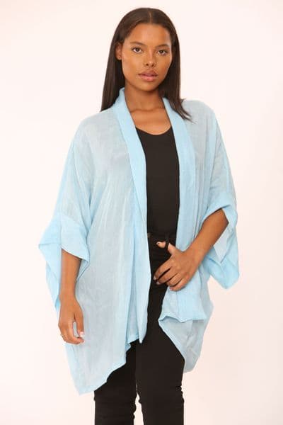 KA18072201 LINEN LOOK KAFTAN BABY BLUE