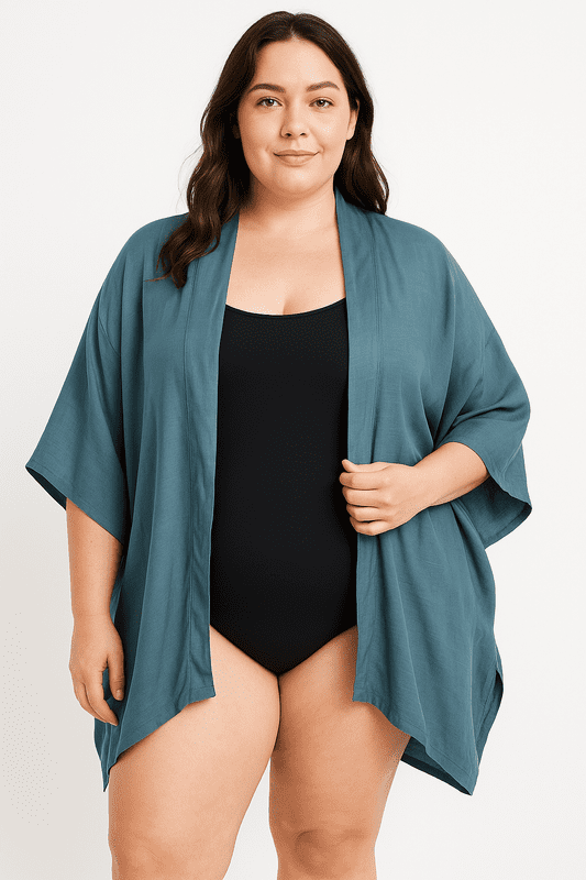 KA18072201 LINEN LOOK KAFTAN DENIM
