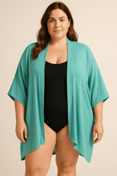 KA18072201 LINEN LOOK KAFTAN JADE GREEN
