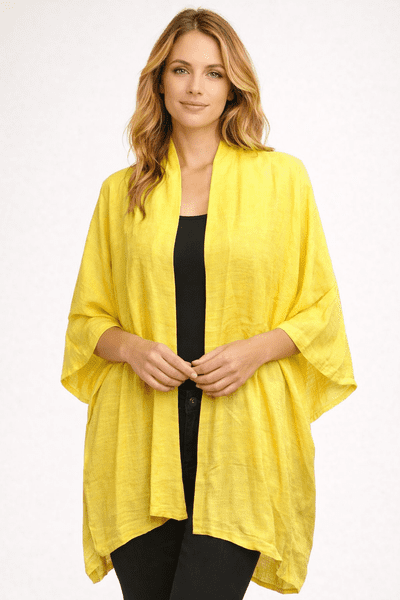 KA18072201 LINEN LOOK KAFTAN LEMON