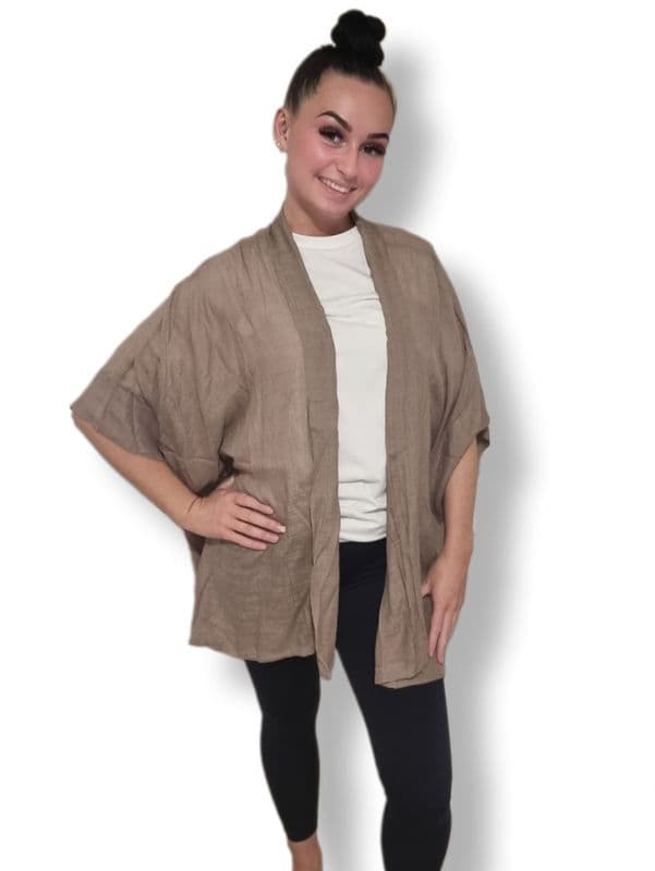 KA18072201 LINEN LOOK KAFTAN MOCHA