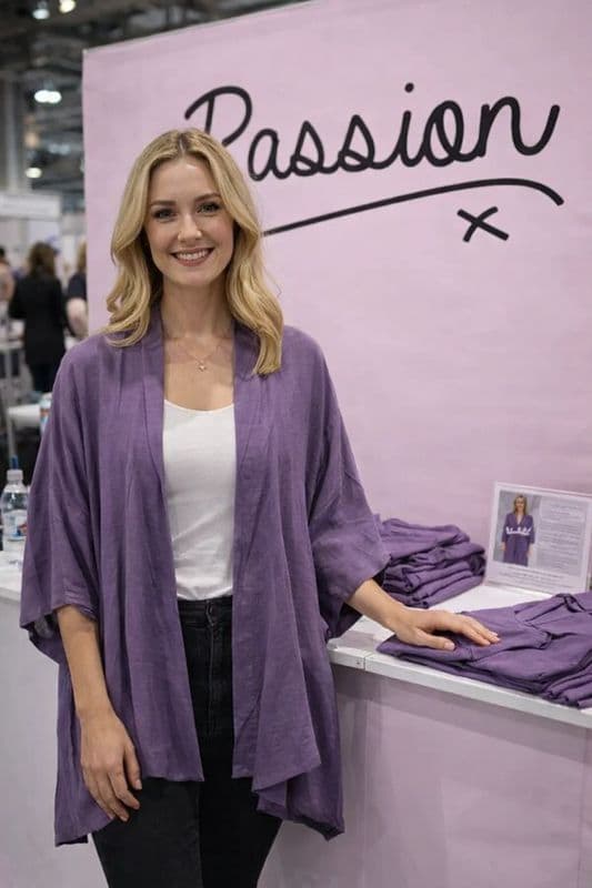 KA18072201 LINEN LOOK KAFTAN PURPLE