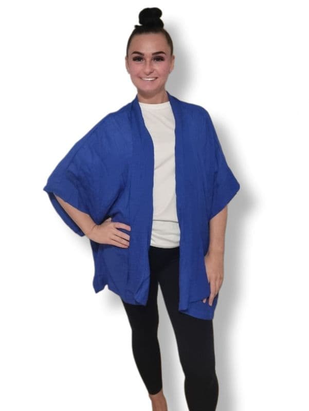 KA18072201 LINEN LOOK KAFTAN ROYAL BLUE