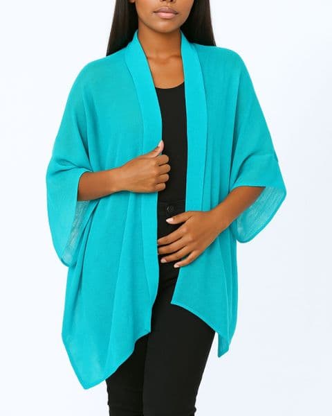 KA18072201 LINEN LOOK KAFTAN TURQUOISE